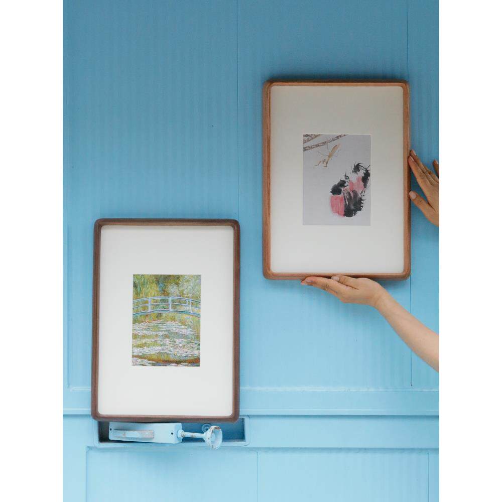 圆角圆边手工榫卯画框外框装裱任意尺寸定做实木相框定制挂墙包邮