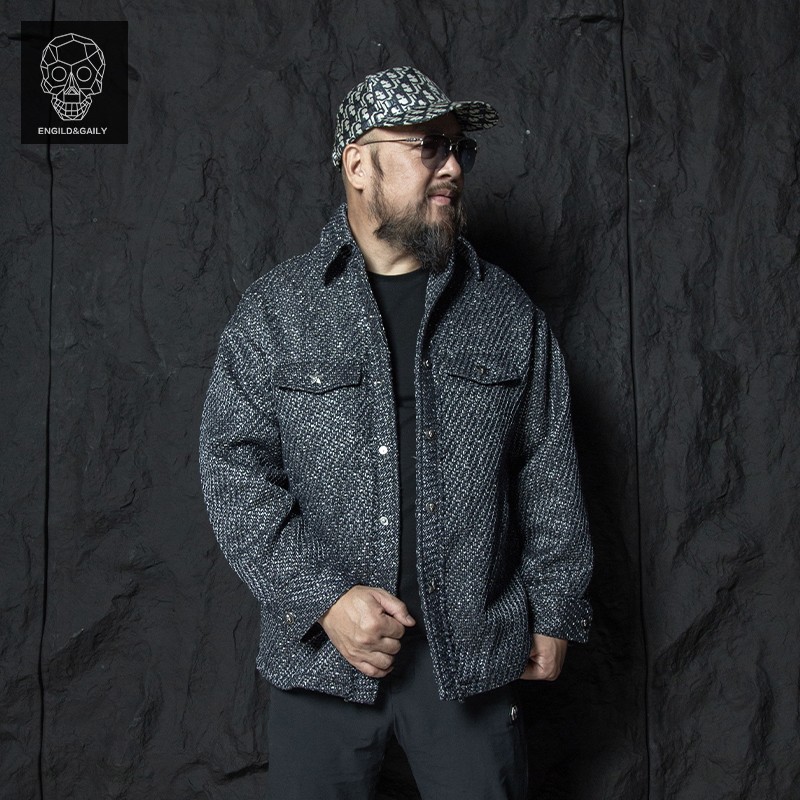 金刚铁甲骷髅头原创潮牌小香风衬衫夹克男士宽松美式工装翻领外套