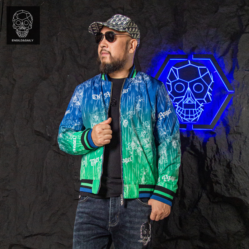 虎头印花原创潮牌立领春秋棒球服