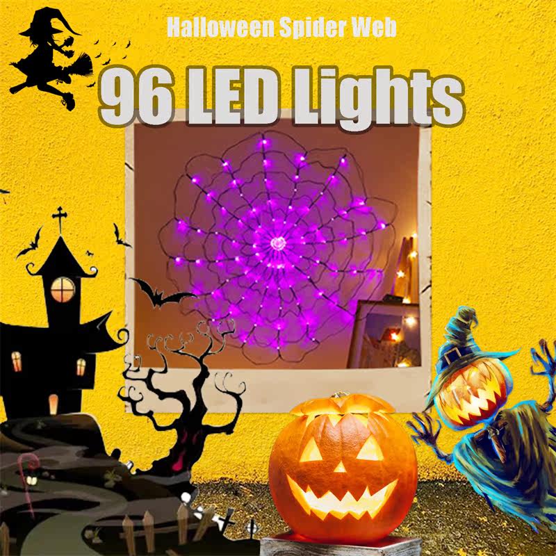 new spider web halloween fairy light 96 led luminous spider