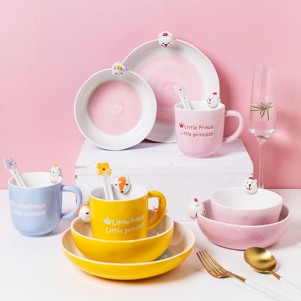 Modern housewives cartoon children breakfast plate ceramic dishes