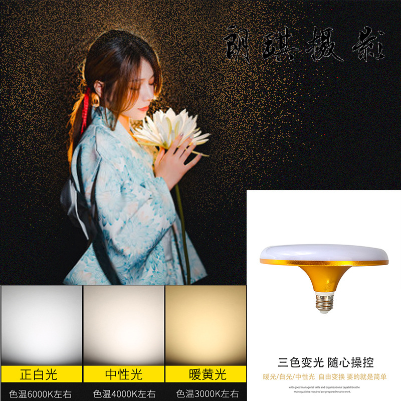 朗琪摄影led发丝灯三色调控桌面珠宝直播补光灯螺口球泡直供