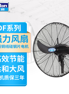 德通强力电风扇工业壁扇750可摇头挂墙式三档调速牛角扇DF750-TW