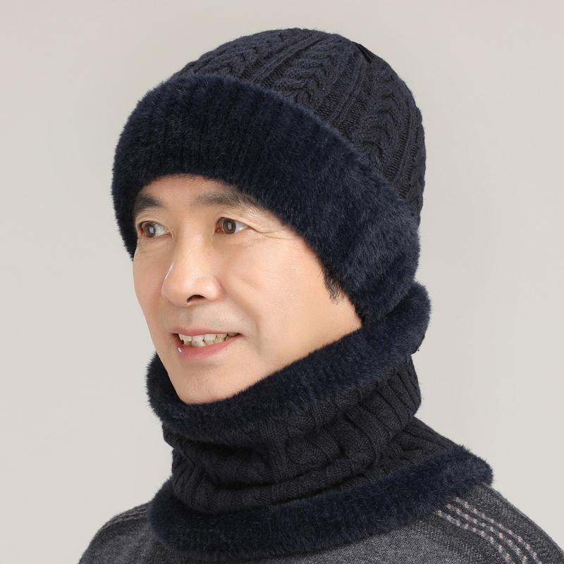 老人帽子男冬天保暖毛线