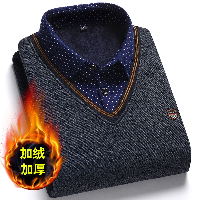冬季毛衣男加绒加厚爸爸