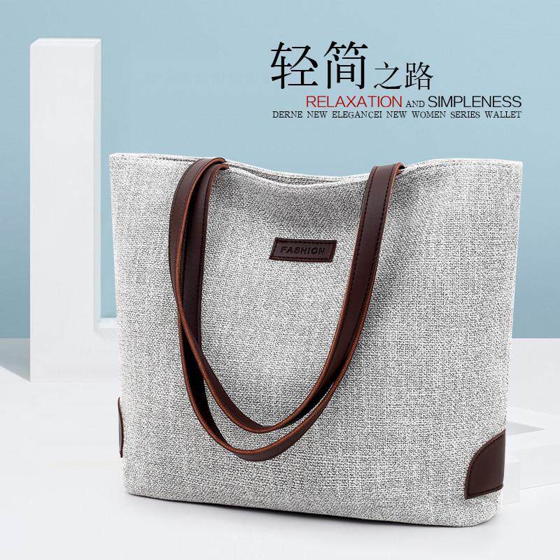 原创简约棉麻布包文艺大学生单肩包帆布包女包亚麻包大容量手提包