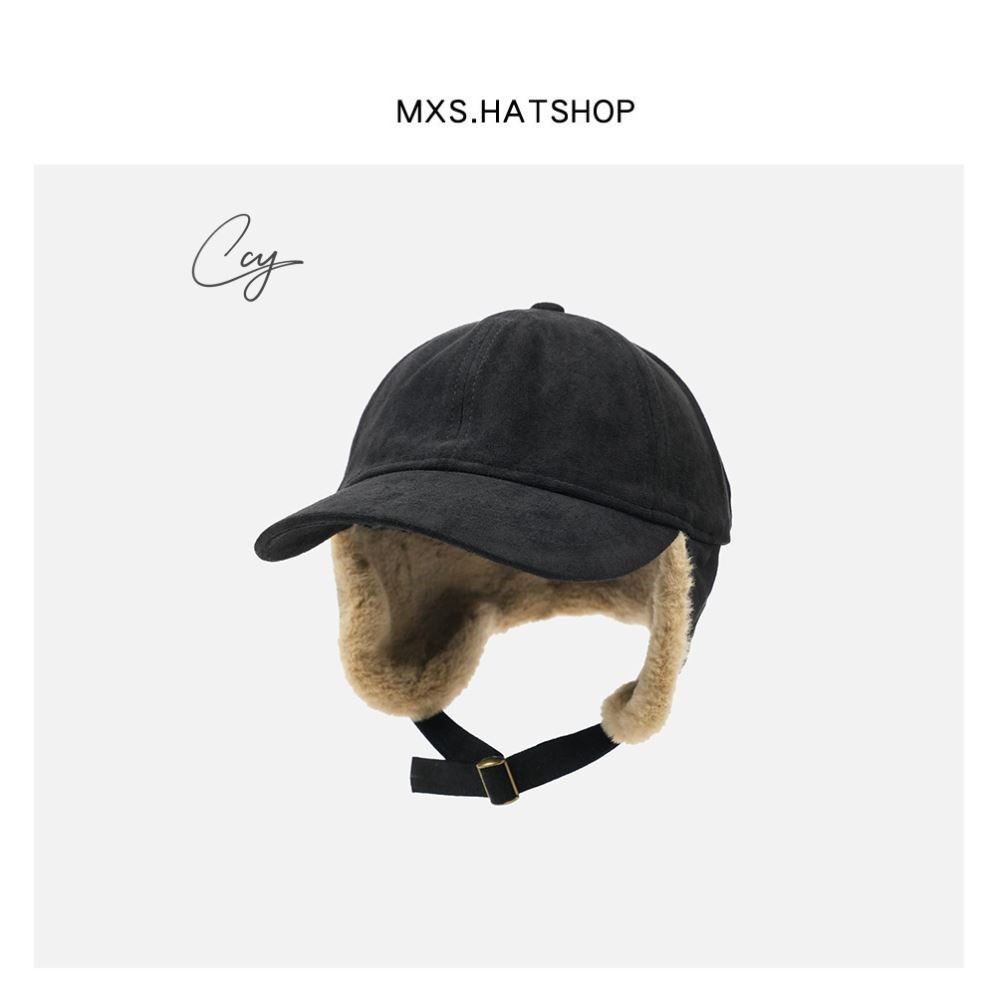 冬季加绒防寒鸭舌帽子男女潮日系复古骑车加厚防风保暖护耳雷锋帽