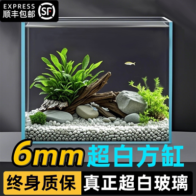 金晶超白玻璃鱼缸超白方缸小型溪流缸生态缸斗鱼缸乌龟缸裸缸长缸