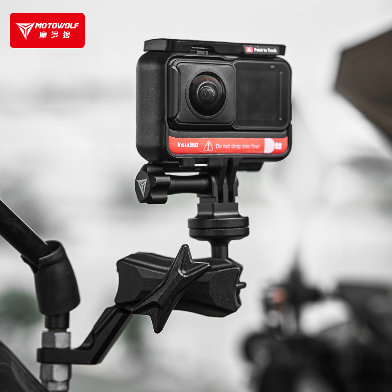 摩托车支架gopro配件记录仪车把夹固定360全景运动相机后视镜支架