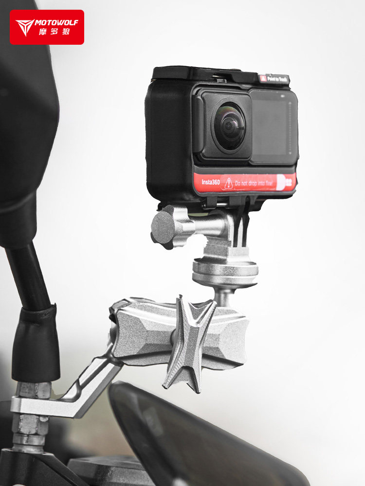 摩托车支架gopro配件记录仪车把夹固定360全景运动相机后视镜支架