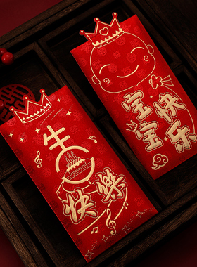 生日红包宝宝满月周岁出生利是封包2025新款卡通个性创意封面红包