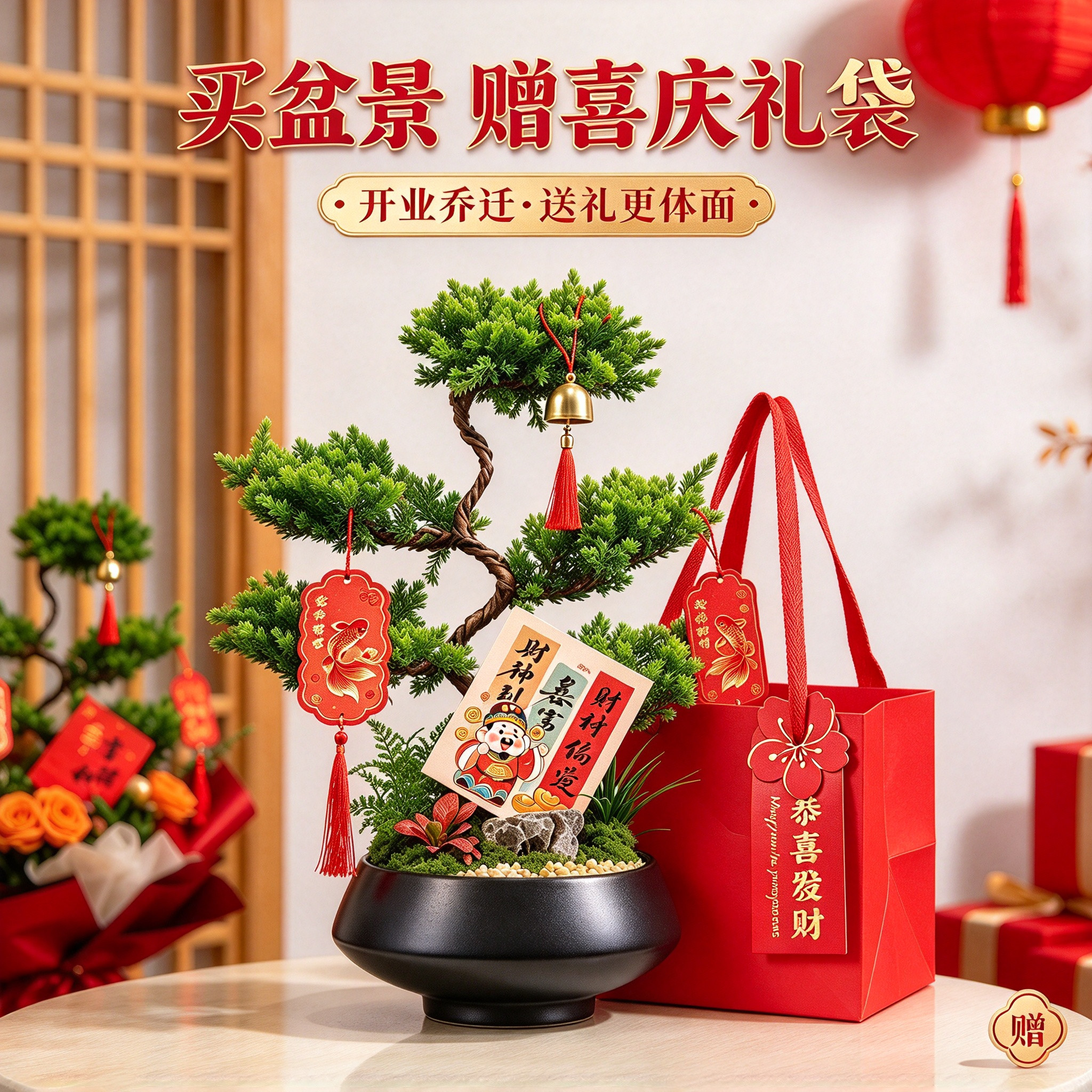 五层真柏塔松盆栽室内植物办公客厅送礼开业乔迁退休祝贺礼品盆景