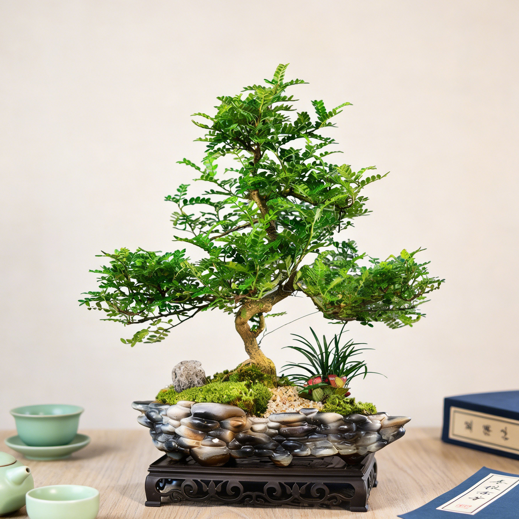 清香胡椒木盆栽室内办公客厅阳台新中式盆景四季常青好养造型植物