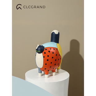 饰摆件客厅玄关软装 卡通可爱抽象艺术品样板间酒柜书房装 家居好物