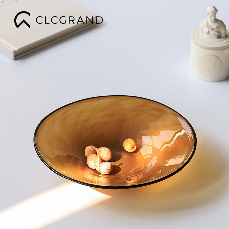 轻奢高级感棕色玻璃水果盘客厅茶几糕点盘高档餐桌零食干果点心盘,家居饰品,果盘/果篓,淘宝优惠券,粉丝福利购,淘宝优惠卷