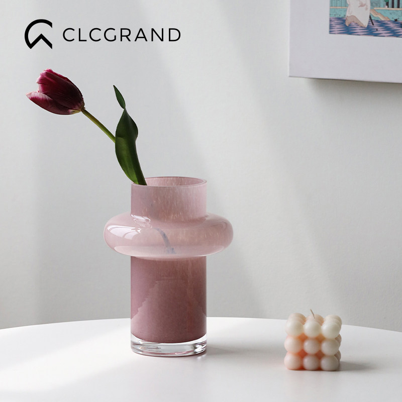 高级感温柔粉琉璃花瓶摆件轻奢高档客厅餐桌鲜花干花插花装饰花器,家居饰品,花瓶,淘宝优惠券,粉丝福利购,淘宝优惠卷