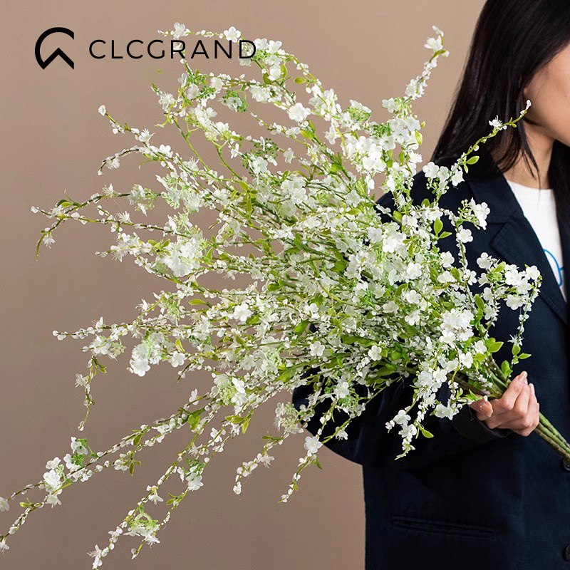 高端雪柳仿真花高级感逼真假花摆件轻奢客厅仿生花装饰品餐桌花艺