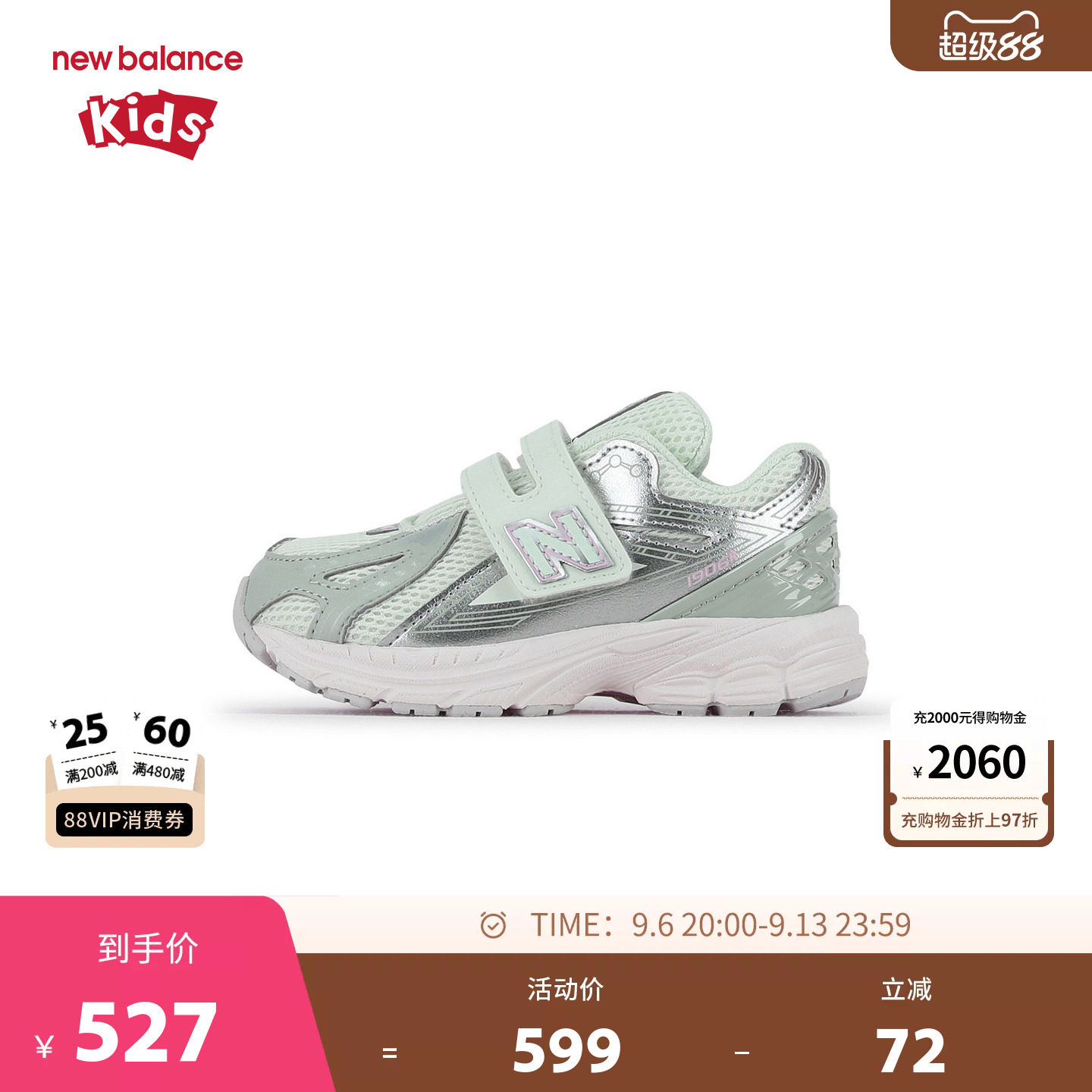 New Balance nb童鞋0-4岁小童男女26年新款透气魔术贴学步鞋I1906图片