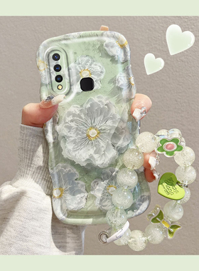 适用于VIVOY5s手机壳新款V1934A网红创意绿色油画花朵vivo高级感全包硅胶软壳y5s仙女款不会撞壳的防摔保护套