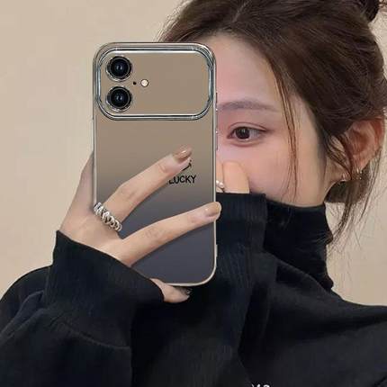 适用苹果16手机壳iPhone15Promax新款女IP14电镀13大视窗12渐变11Pro笑脸Xsmax防摔8plus保护套7全包创意软壳