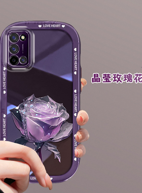 适用于OPPOA52手机壳新款A52个性创意晶莹玫瑰OPPOPDAM10镜头全包硅胶软壳不会撞壳的男女款情侣防摔保护套潮