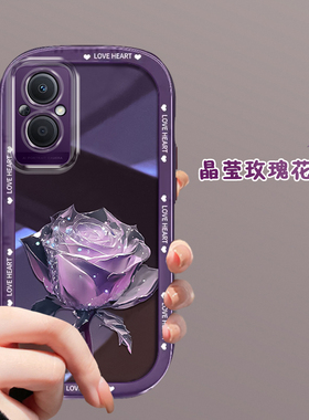 适用于OPPOA96手机壳新女款PUFM10时尚创意晶莹玫瑰ins镜头全包硅胶软壳不会撞壳的情侣款高端外壳防摔保护套
