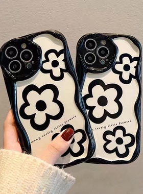 适用于红米NOTE12手机壳新款NOTE11全包硅胶软壳T不会撞壳的Pro黑色花朵note10个性9Pro创意男女款防摔保护套