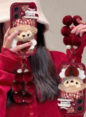 适用苹果16手机壳iPhone15Promax毛绒雪莉IP14公仔13卡通12创意11防摔Xs保护套8plus挂绳6s二代SE3全包7p软壳