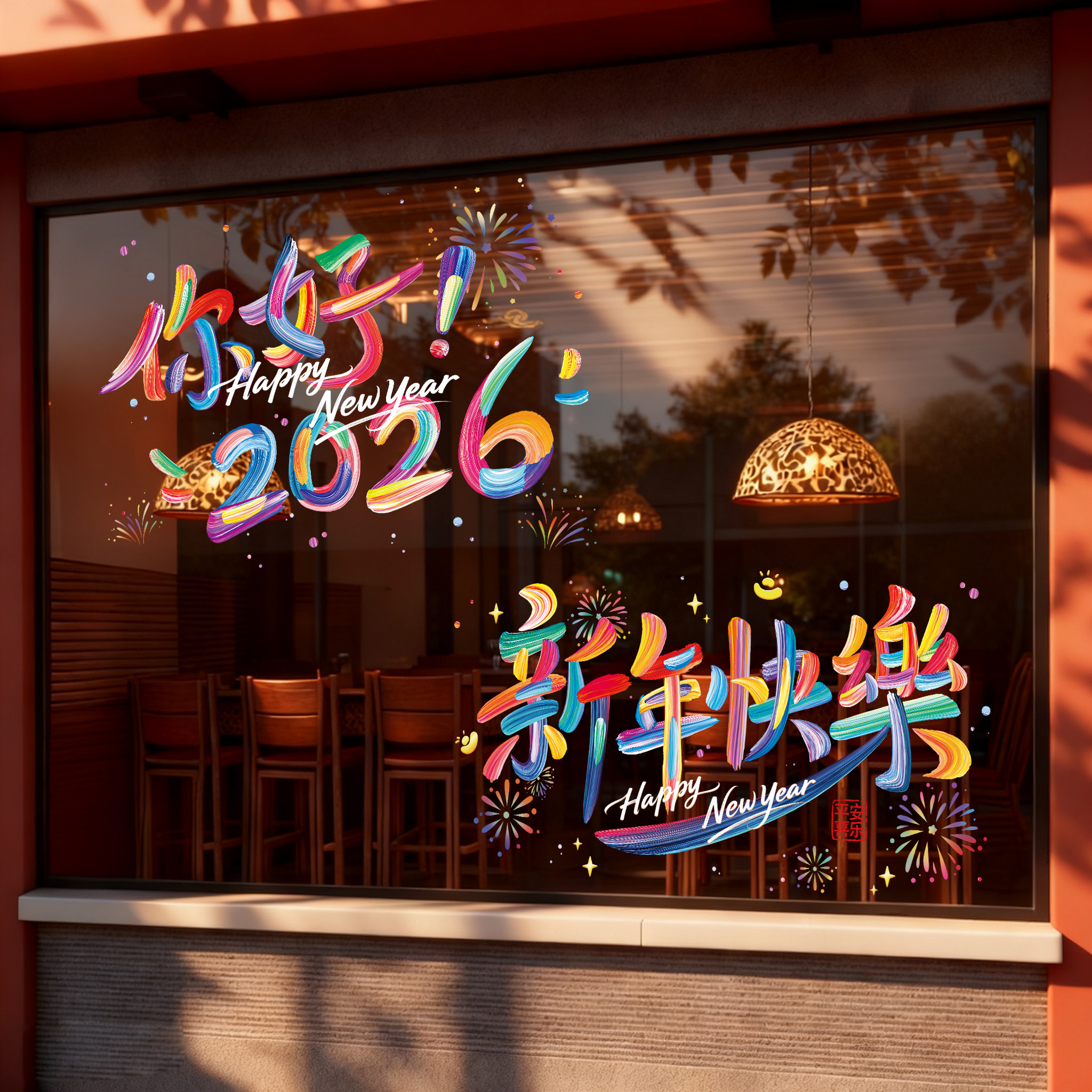 2026马年新款福字玻璃门贴纸