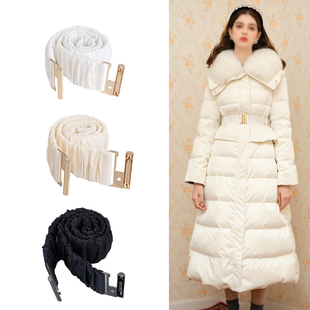 弹力羽绒服专用腰带黑色束腰配件松紧收腰女款淑女风棉服棉袄皮带