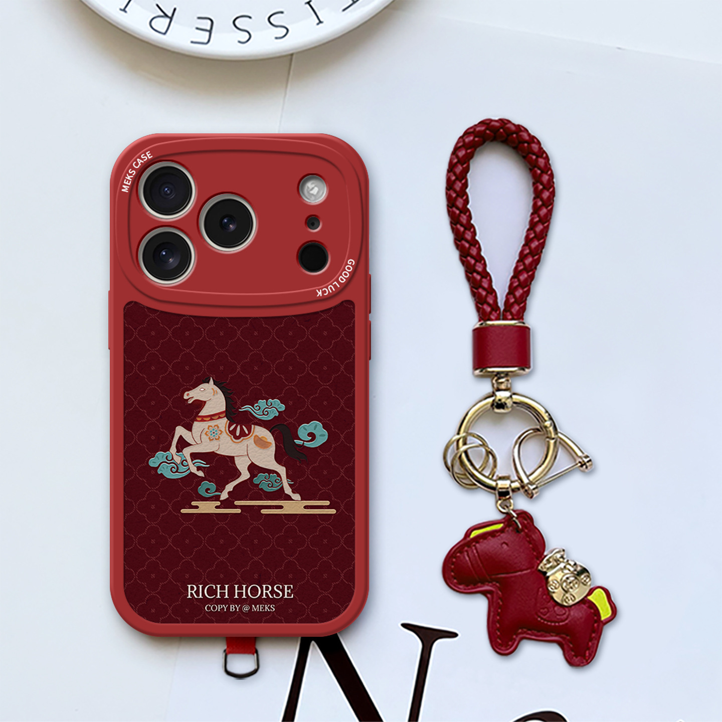 油画个性创意保护壳刺绣云马