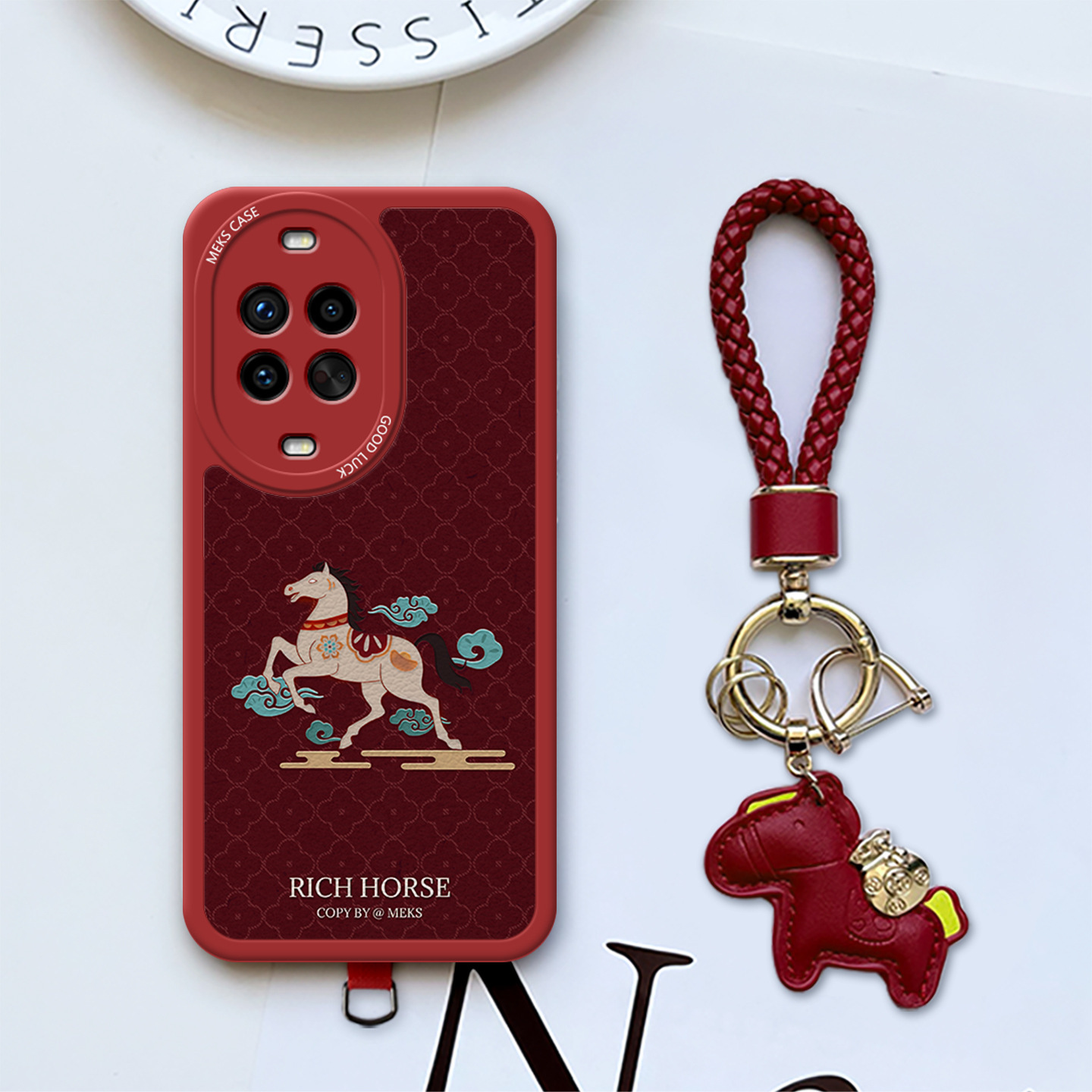 日韩艺术商务保护壳刺绣云马