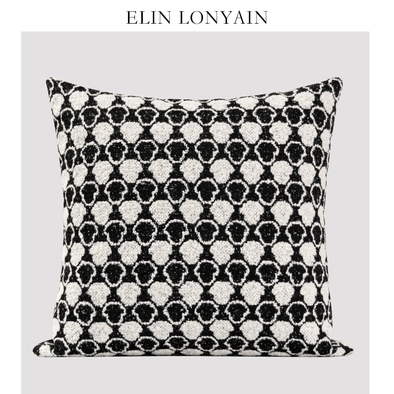 ELINLONYAIN黑白色羊毛混纺抱枕