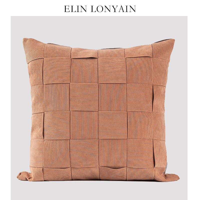 ELINLONYAIN藕粉色灯芯绒抱枕