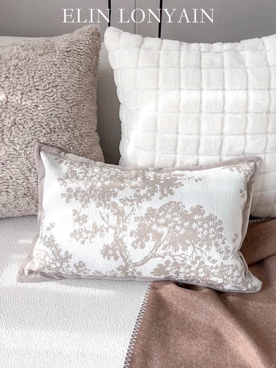 ELINLONYAIN米色沙发咖色系抱枕