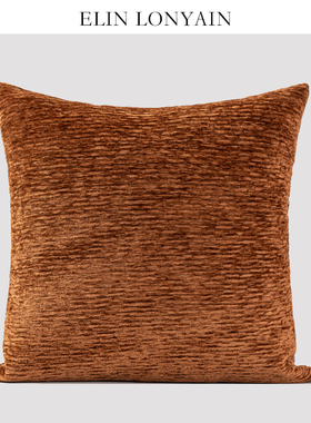 ELIN LONYAIN现代简约橘红色灯芯绒割绒肌理靠垫抱枕样板房方腰枕