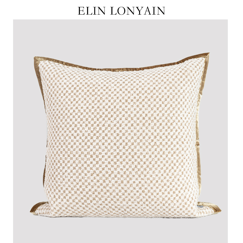 珑衍家居简约淡金色小香风棉麻混纺靠垫抱枕样板房沙发方枕腰枕 - 封面