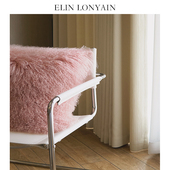 ELIN LONYAIN简约轻奢樱花粉色滩羊毛靠垫抱枕别墅样板房方枕腰枕