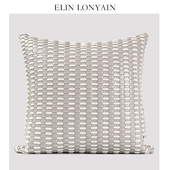 ELIN LONYAIN现代简约灰色皮质白色棉绳编织靠垫抱枕样板房方腰枕
