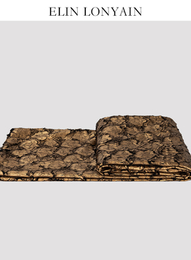 ELIN LONYAIN现代简约金色矿岩裂纹肌理搭毯样板房床品床尾毯披毯