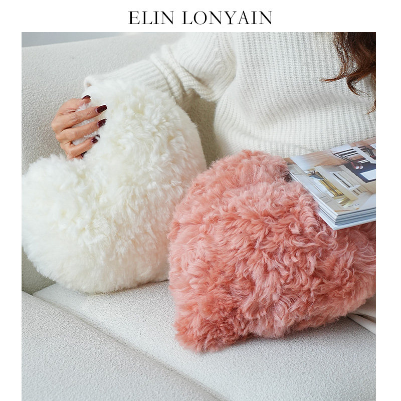 珑衍家居现代简约粉色白色真羊毛爱心玩偶装饰靠垫抱枕可爱公仔,居家布艺,靠垫/抱枕,淘宝优惠券,粉丝福利购,淘宝优惠卷