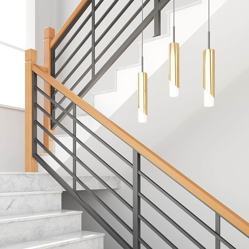铁艺楼梯扶手护栏杆实木立柱自装饰简约现代家用室内阳台阁楼围栏