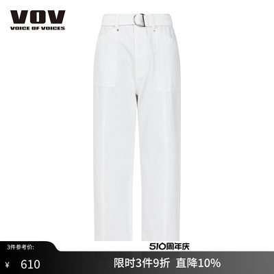 vov休闲裤夏季新品女士休闲直筒牛仔裤61121553026