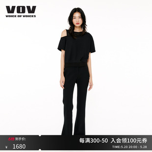 vov休闲裤 61133300036 女士简约显身材显瘦微喇休闲裤 秋冬新品