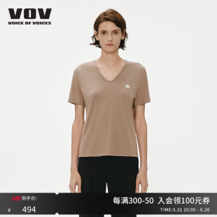 vovT恤夏季 新品 女士V领舒适微弹t恤61122404162