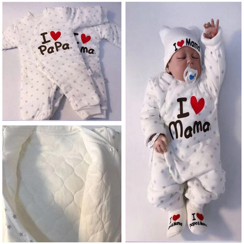 新生儿夹棉爬服婴儿加厚连体衣