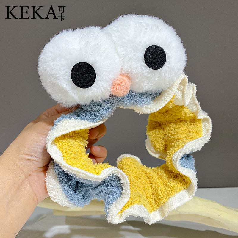 可爱芝麻街大眼睛束发带毛绒弹力洗脸洗漱头带发箍韩国超萌发饰女