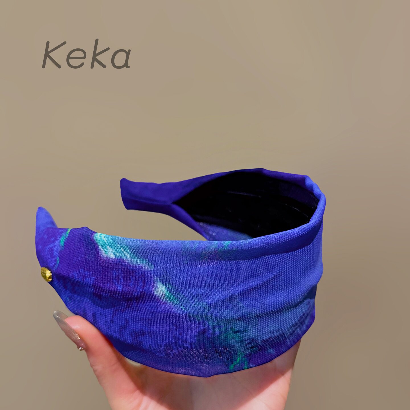 深海流光蓝紫晕染宽边显脸小发箍