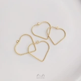 Подвеска, серьги в форме сердца ручной работы, аксессуары, 14 карат, золотой цвет