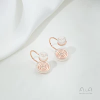 Золотые серьги, силиконовые клипсы, модель R532, розовое золото, 1 пары